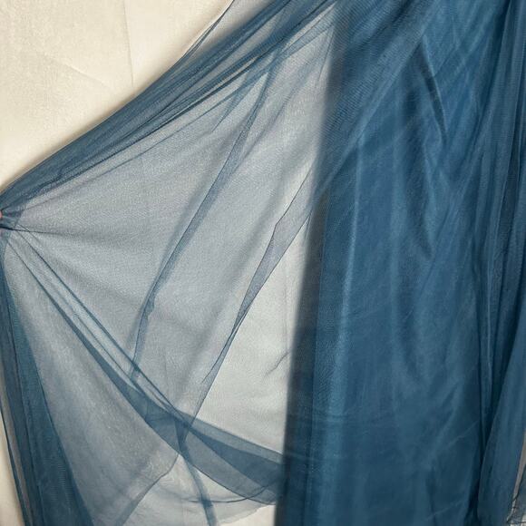 Jenny Yoo Annabelle Teal Tulle Pleated Strapless Formal Bridesmaid Dress Size 4 - Picture 3 of 7